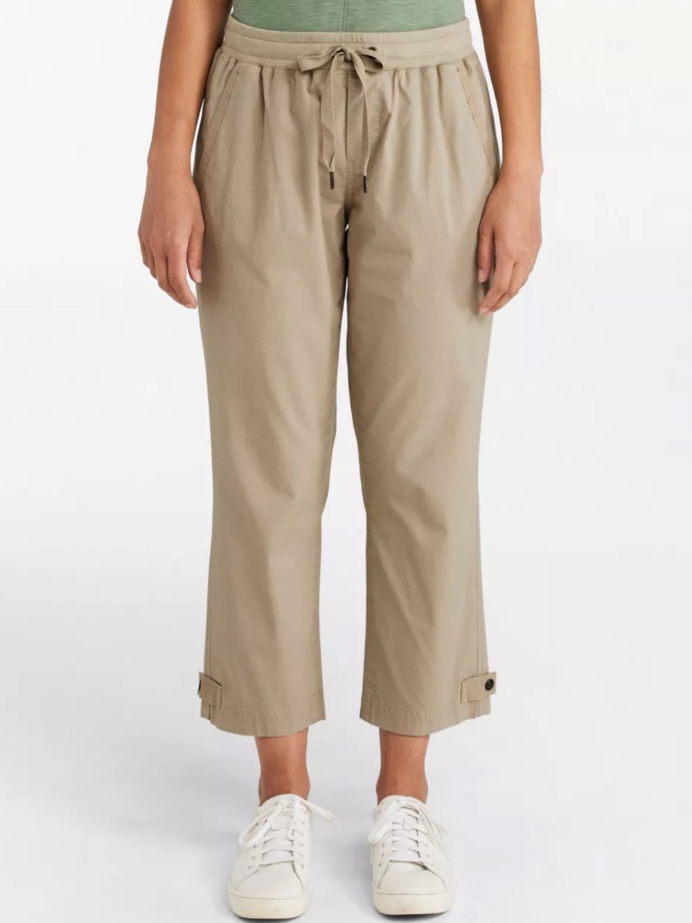 L.L.Bean L Deep Olive Ripstop Pull on Capri Pants